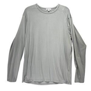 Peter Millar T-Shirt Long Sleeve Mens L Gray Pima Blend Quiet Luxury